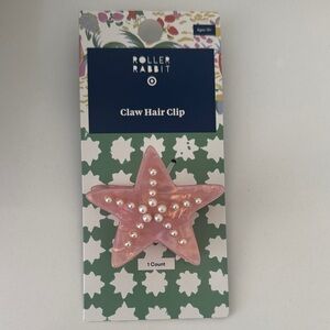 Roller Rabbit Pink Starfish Claw Hair Clip with Pearl Accents NEW